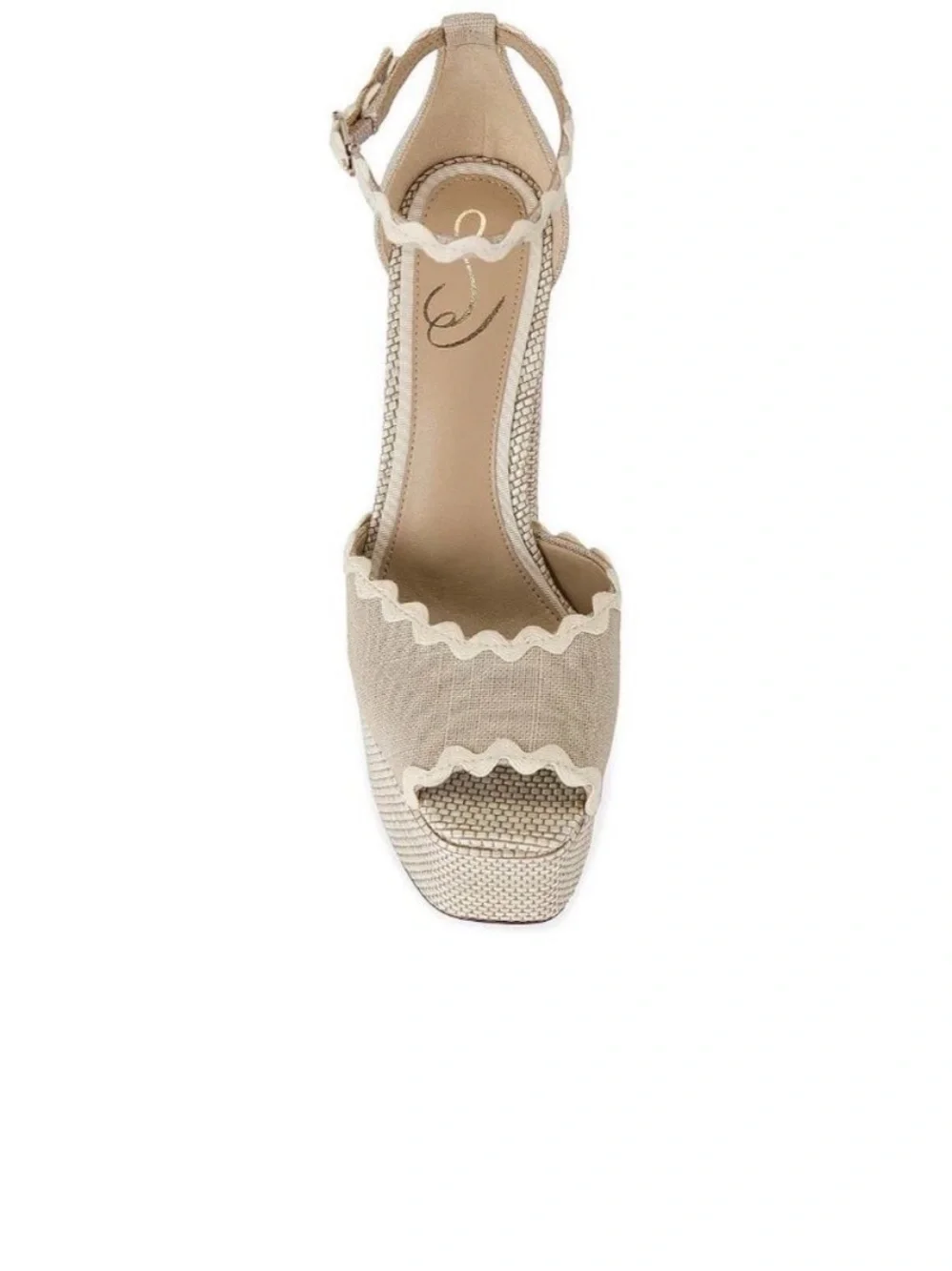 Sam Edelman Beige Cream Platform Peep-Toe Ankle-Strap Heels